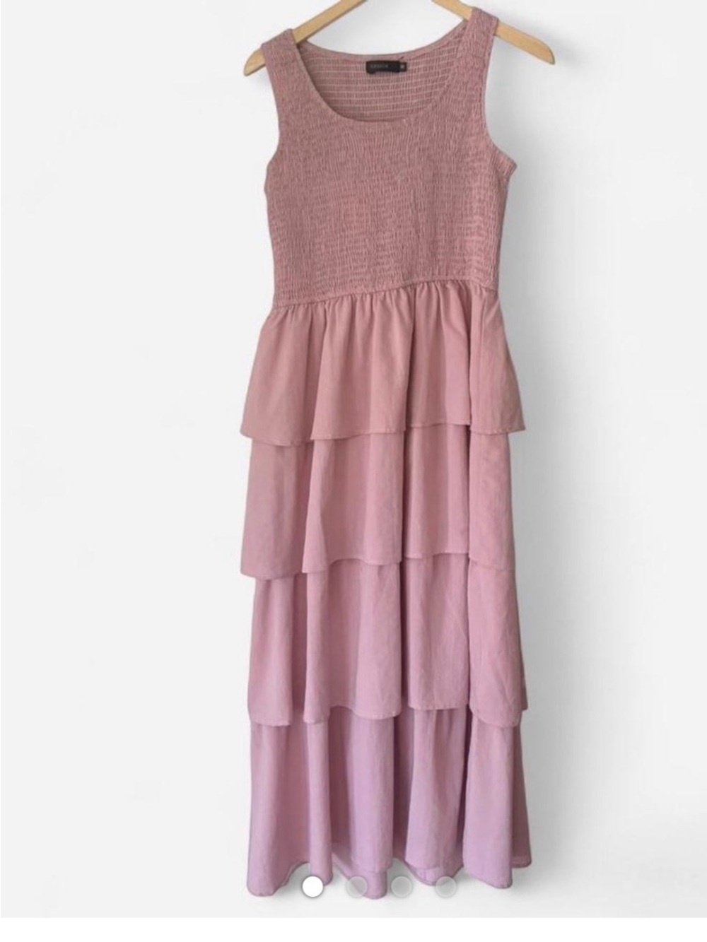 Dusty Rose Tiered Maxi Dress, Size Medium